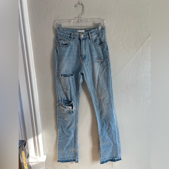 Zara Women’s Premium Denim, High Waisted Split Hem Size 2 Light Wash - Picture 3 of 9